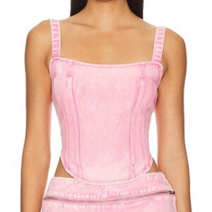 BY.DYLN Corset Pink Jean Top. NWT!